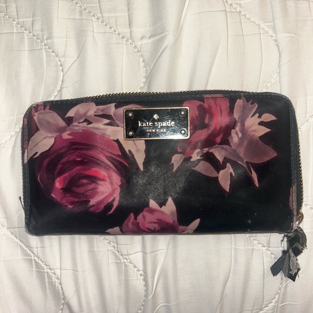 Kate Spade Black and Pink Floral Wallet
